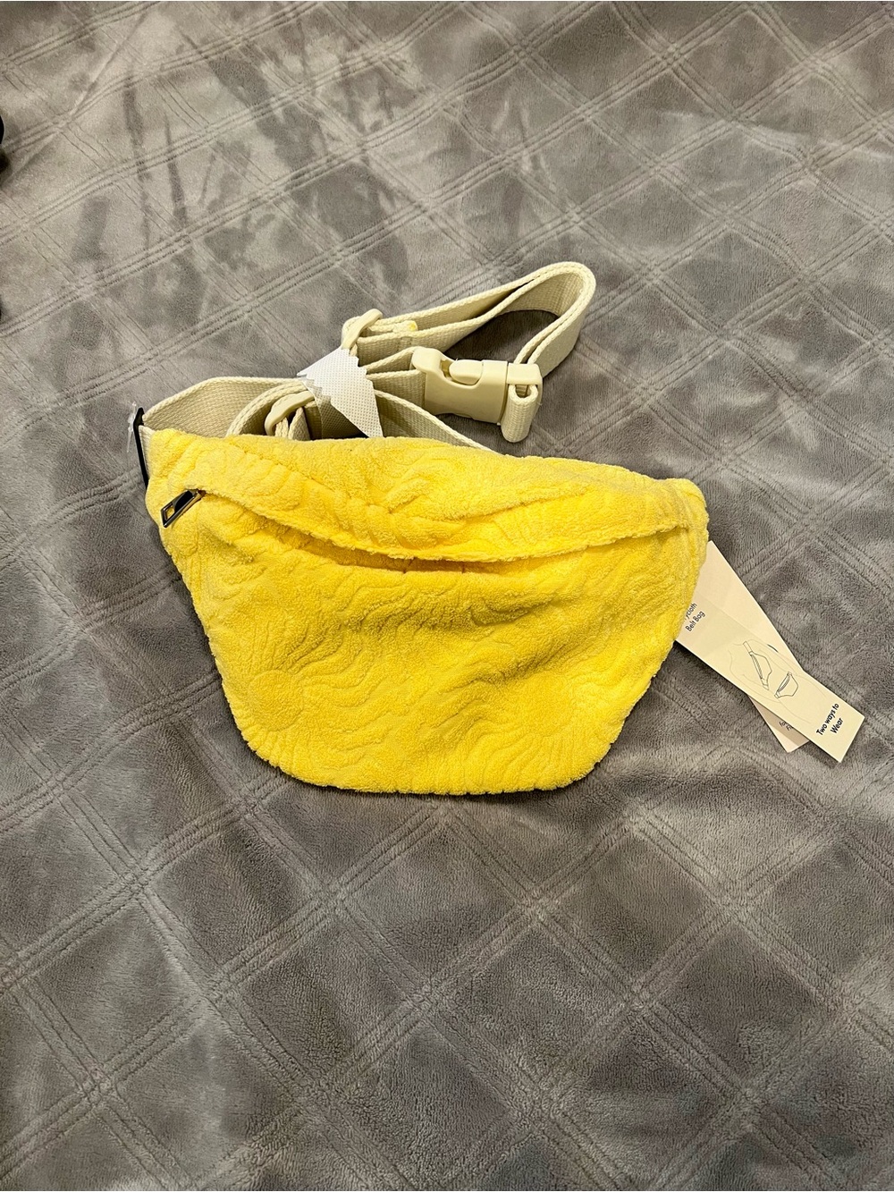Yellow Fleece Waist Bag - Casual Crossbody Belt Bag